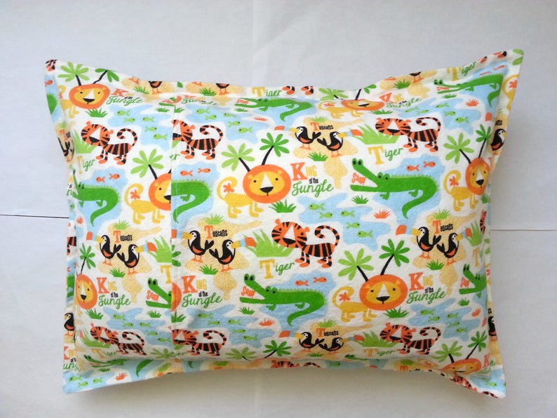 13 X 19 and 14 X 20 Jungle Animals Flannel Toddler Pillow Case Kid Pillow Case Child Pillow Case Travel Pillow Case