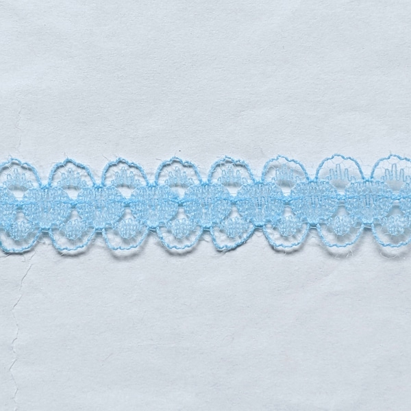 10 Yards of Light Blue Lace Trim/ 10 Yards of Baby Blue lace Ribbon, Approx. 0.55" (14 mm)