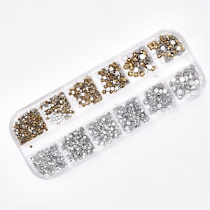 Gold and Silver Glass Rhinestones, Half Round, Various Sizes, Nail Art, Rock Painting, Crafting, Clays (18-22)