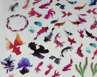 Goldfish and Koi Decoration Sheet for Resin. No Adhesive Jewelry, UV Resin, Epoxy Resin (6)