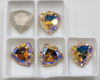 Paradise Shine Triangle K9 Glass Rhinestones, 12x12x4.5mm, 5pcs, Jewelry Making, Decorations, Polymer Clay,