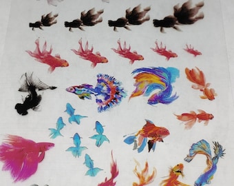 Fancy Fish Resin Decoration Sheet. No Adhesive Jewelry, UV Resin, Epoxy Resin *17