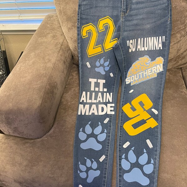 Painted Jeans College Etsy