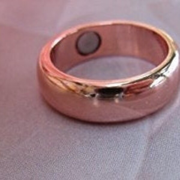 Solid Copper Magnetic Band Ring  #CMR27-6 mm - 3 magnets on the inside of ring - 1/4" Wide. Available in Sizes  5, 9 thru 17.