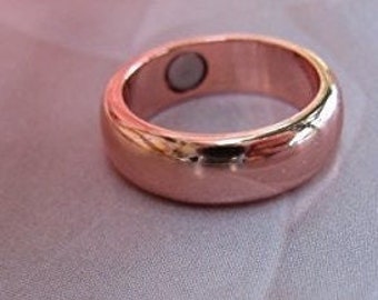 Solid Copper Magnetic Band Ring  #CMR27-6 mm - 3 magnets on the inside of ring - 1/4" Wide. Available in Sizes  5, 9 thru 17.