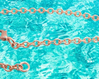 Solid Copper Anklet, 1/8 of an inch wide. Light weight. Custom made to order. CA615G.