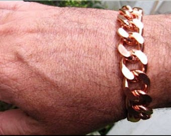 Men's Heavy Solid Copper Bracelet- 5/8 of an inch wide. Custom made to order. CN639G.