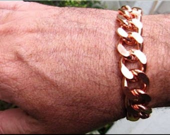 Men's Thick and Heavy Solid Copper Bracelet  5/8 of an inch wide #CB639G. Available in 7 to 12" lengths. Made in the USA - Our widest design