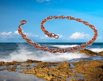 Solid Copper Anklet, 3/16 of an inch wide. Light weight. Custom made to order. CA695G.