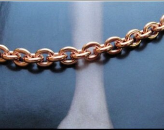 Solid Copper Anklet CA605G - 1/4 of an inch wide - Available in 8 to 12 inch lengths.