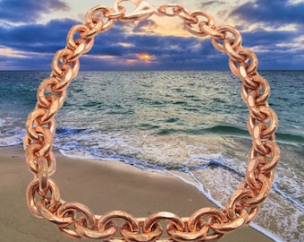 Solid Copper Anklet, 3/16 of an inch wide. Light weight. Custom made to order. CA704G.