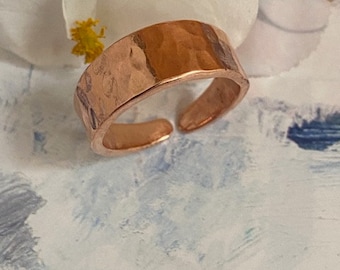 Solid Copper Hammered Ring - 5/16 of an inch wide #CR301 - Size 8.