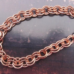 Solid Copper Link Bracelet with Lobster Claw Clasp
