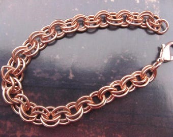Bracelet à maillons en cuivre massif avec fermoir pince de homard
