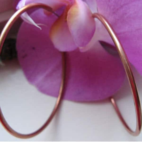 Solid Copper Hoop Earrings CE5337C  -  1 3/4 inches in diameter