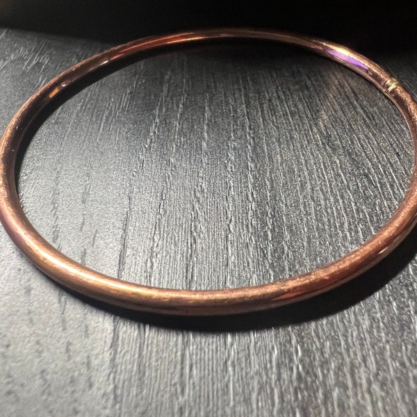 Solid Copper Bangle Bracelet #111 -  3.65 mm wide. Will fit women with a 6 1/2 inch wrist and smaller .