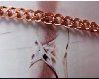 Solid Copper Anklet CA108G - 3/16 of an inch wide - Available in 8 to 12 inch lengths.