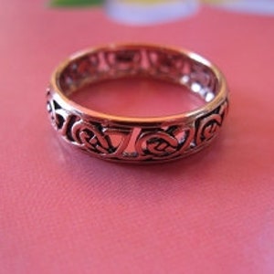 Solid Copper Celtic Band Ring #CTR3453 - 3/16 of an inch wide -  Available in sizes 4 thru 11.