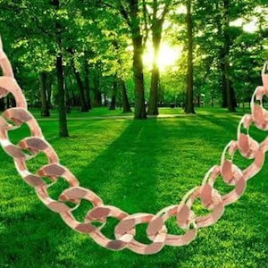Set di catena e bracciale in rame massiccio: maglia concava personalizzata