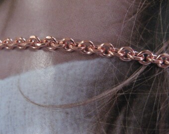 Solid Copper Chain Necklace #CN729G - 1/8 of an inch wide - USA Made - Available in 16 to 30 inch lengths.