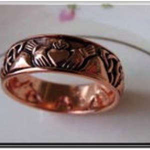 Solid Copper Claddagh Band Ring #CTR3355 Available in sizes 4 thru 15 - 5/16 of an inch wide.
