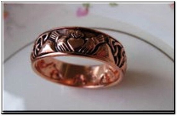 Solid Copper Claddagh Band Ring CTR3355 Available in sizes 4 thru 15 5 16 of an inch wide