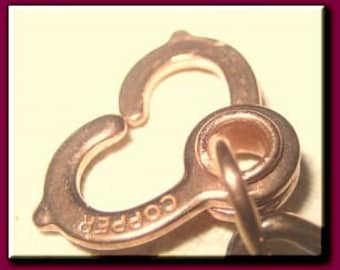 Pack of five Solid copper sister hook clasps and ten copper jump rings