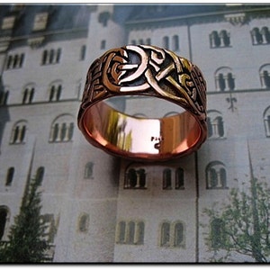 Solid copper Celtic Knot band ring #CRI1204 - 3/8 of an inch wide - Available in sizes 5 thru 10 and 14 thru 15.