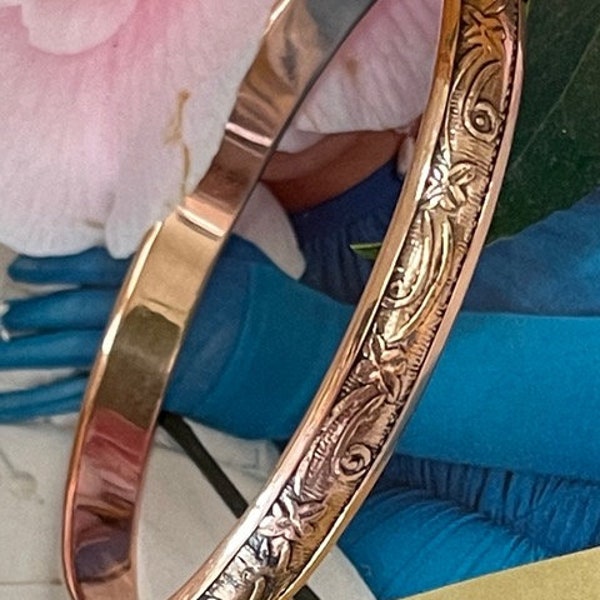 Women's Solid Copper Bangle Bracelet #CBB515 - 5/16 of an inch wide. Available in 7 to 8 1/2 inch wrists sizes.