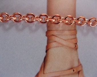 Solid Copper Anklet CA105G - 1/8 of an inch wide. - Available in 8 to 12 inch lengths. - USA made. Very Dainty design.