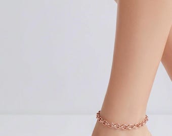 Solid Copper Anklet, very thin, 3/32 of an inch wide. Custom made to order. CA534G.