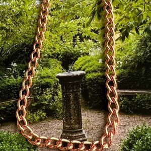 Collana con catena in rame massiccio: design tagliato a lima, larghezza 3/16 di pollice