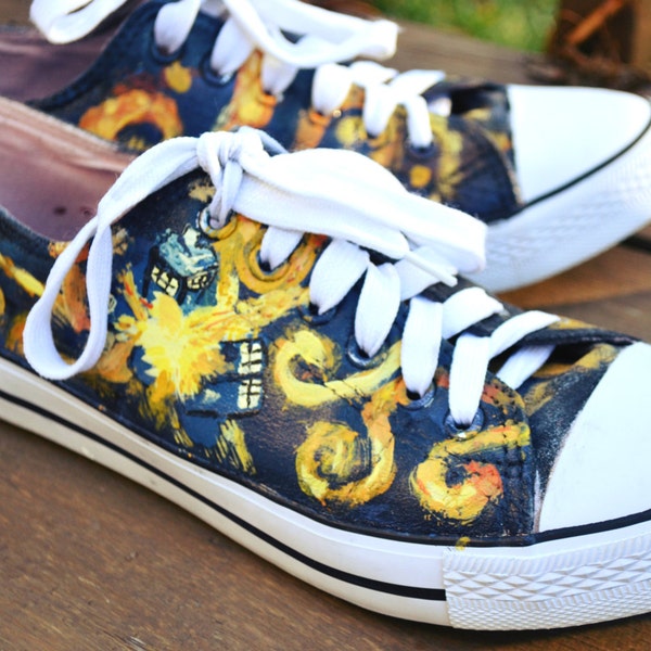 Handpainted Doctor Who Van Gogh Tardis Shoes