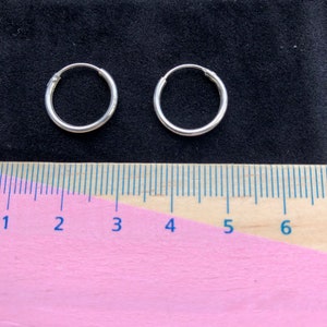 Silberne Creolen mit Scharnier, Durchmesser 12 mm, punziert mit 925er Silber