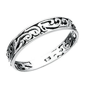 Delicate Filigree Ring Sterling Silver Size L to S