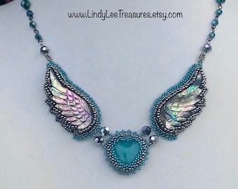 Necklace Angel Wings and Heart Memorial Neckpiece