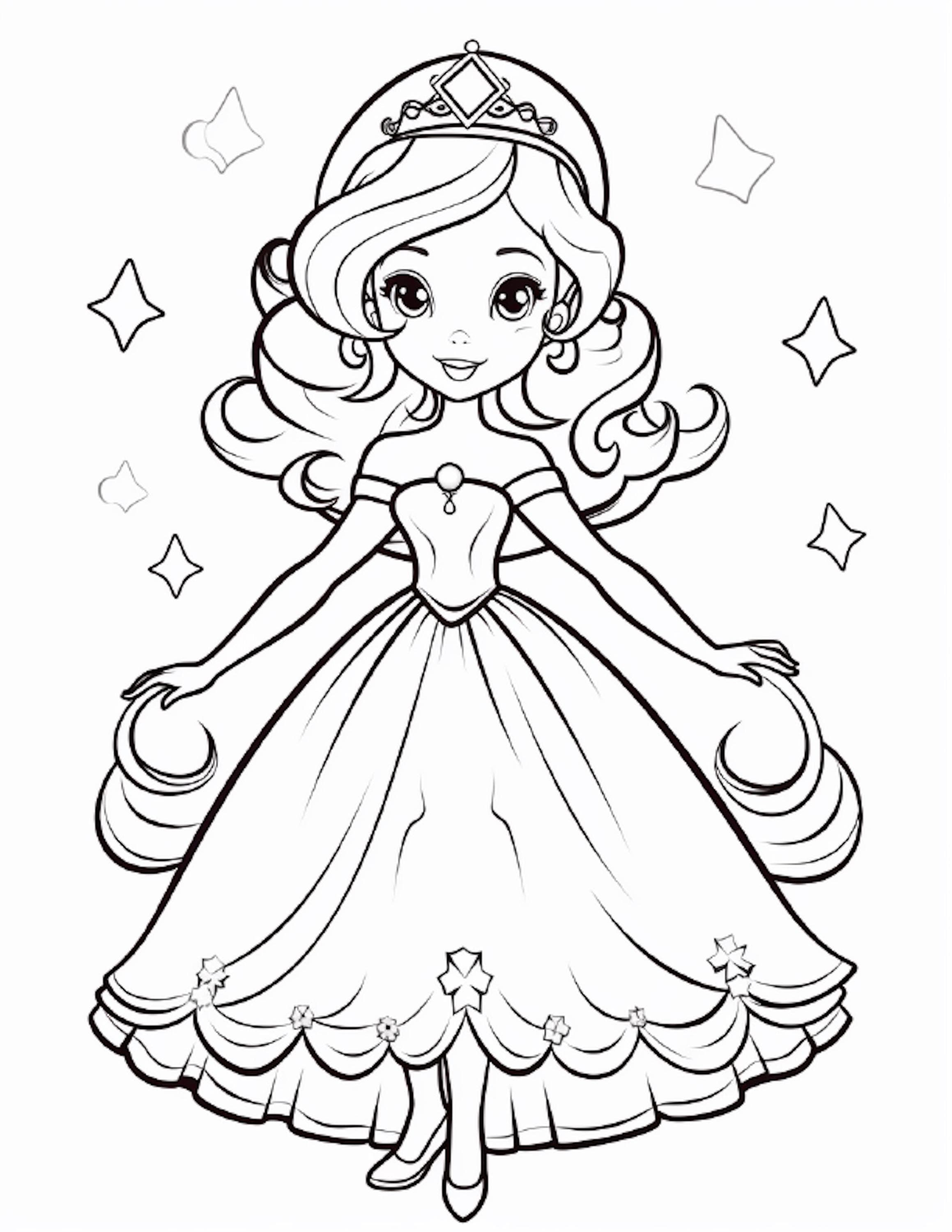128 Bit Princess Cute Princess Coloring Pages, 128 Pages, Digital Download Only. - Etsy