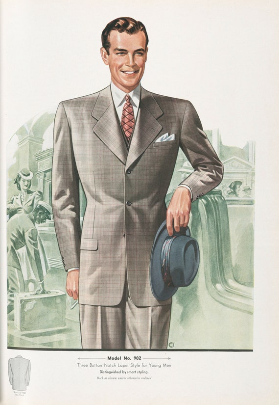 Moda masculina/sastrería imágenes vintage de 1940 Etsy España