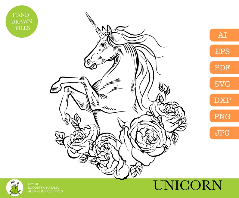 Floral Unicorn / Unicorn Flowers Svg / Tattoo / Unicorn Cut Etsy