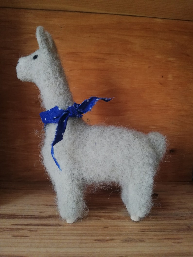 llama alpaca needle felted OOAK collectible toy farm beige animal wool figurine for alpaca lovers no drama