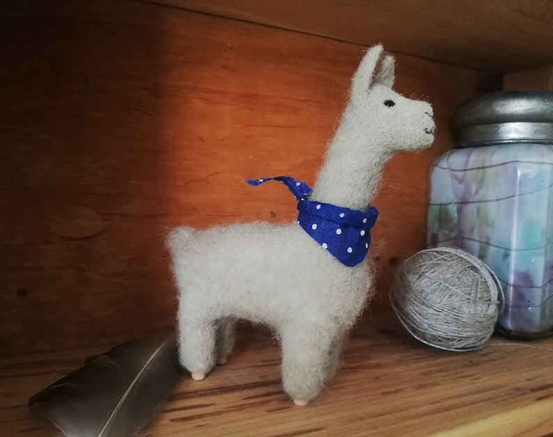 llama alpaca needle felted OOAK collectible toy farm beige animal wool figurine for alpaca lovers no drama