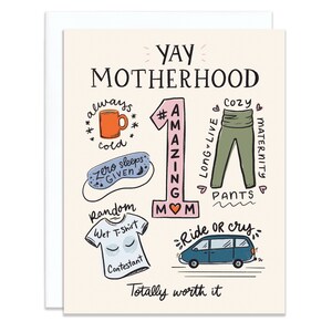 Cartão Yay Motherhood Badges - Novo cartão para bebê e dia das mães