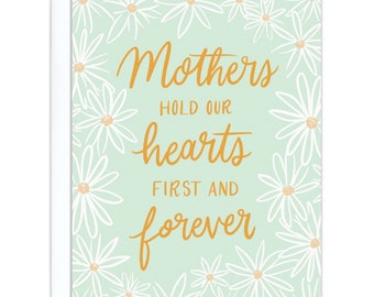 Mint Mothers Hold Our Hearts First & Forever Card – Mother's Day Card