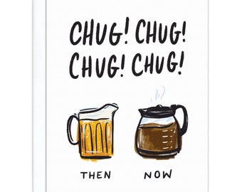 Chugging Then and Now - New Parent - Fathers Day Card