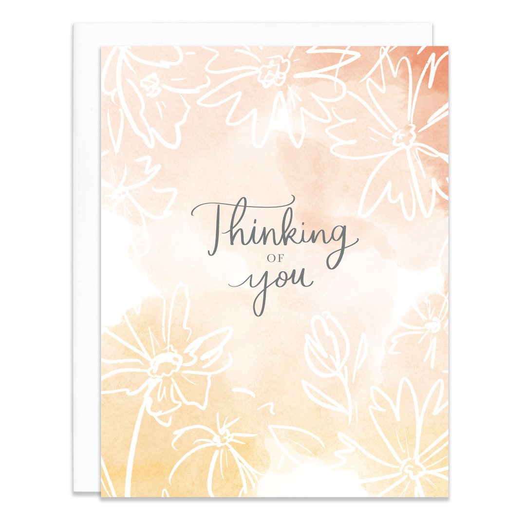 Thinking of You Floral Watercolor Card - Etsy