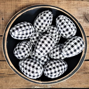 Easter Eggs, Buffalo Check Farmhouse Country Style, Set of 3, 6, or 9