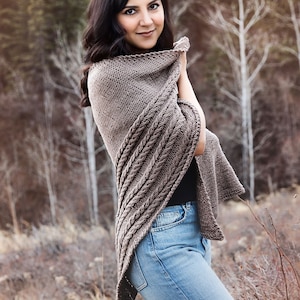 Cable Knit Triangle Shawl  - Knitting Pattern