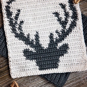 Christmas Potholder Crochet Pattern Hot Pad Tapestry Crochet Pattern Reindeer & Snowflake image 3