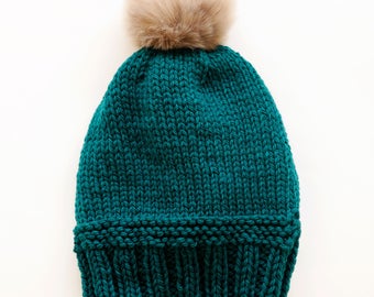 Simple Modern Slouchy Winter Beanie Hat Knitting Pattern