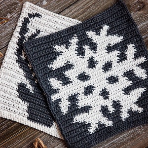 Christmas Potholder Crochet Pattern Hot Pad Tapestry Crochet Pattern Reindeer & Snowflake image 2